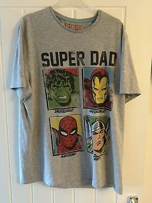 Buy Marvel T Shirt Super Dad Size XL Grey Incredible Hulk Spider-Man • 11.22£