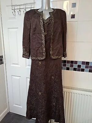 Buy Country Casuals CC Brown Dress And Jacket Size 18 Mother Of The Bride/occasion • 37.99£