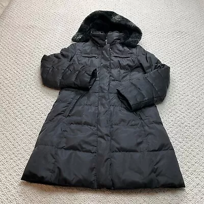 Buy Gallery Petite Overcoat Winter Jacket Womens Medium Black Full Zip Faux Fur Hood • 14.20£