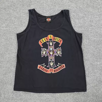 Buy Harley Davidson Guns And Roses Shirt Womens XL Muscle Tank Black Bravado Graphic • 23.58£
