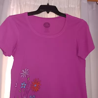 Buy Women's Classic Fit Tee Shirt Life Is Good Flowers Keep It Wild Dark Pink Size M • 14.46£