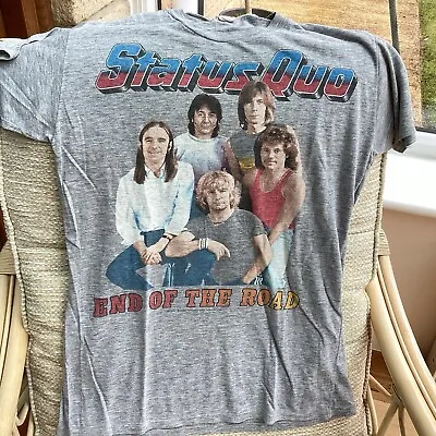 Buy Vintage Status Quo End Of The Road 1984 U.K. Tour T Shirt Grey Medium • 15£
