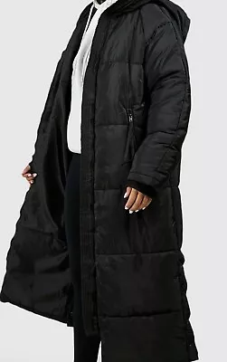 Buy Women Longline Hooded Puffer Jackets Boohoo M/L  • 50£