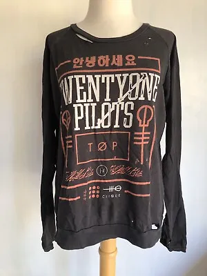 Buy TWENTY ONE PILOTS Official TOP Clique Distressed Long Sleeve T-Shirt Size Large • 19.20£