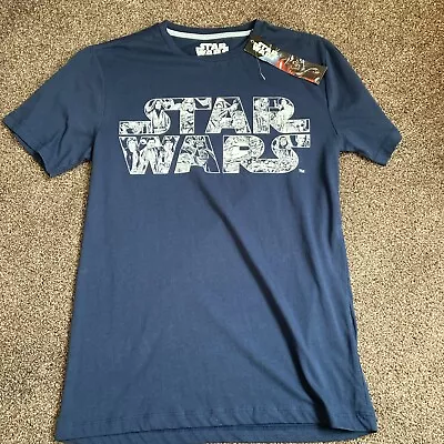 Buy Small Adult Navy Blue Star Wars Logo T.Shirt BNWT • 5£