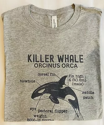 Buy T-Shirt Long Sleeve Orca Killer Wale- Marine Biologist-Large-Heather Grey • 15£
