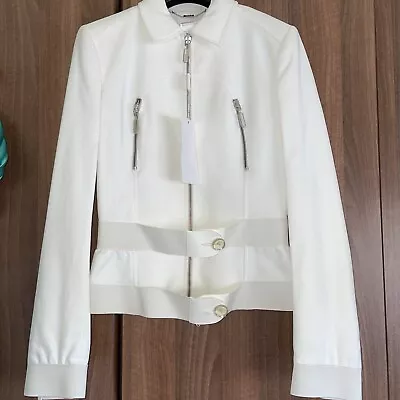Buy Ladies Versus Versace White Jacket With Zips & Buttons Size 40 UK10 • 45£