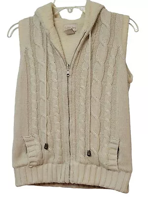 Buy Through The Country Door Womens Beige Sleeveless Hoodie Sweater Size Small • 17£