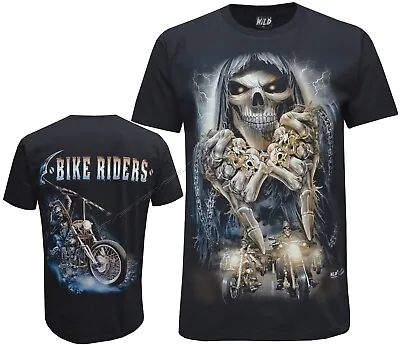 Buy Grim Reaper Skull Motorbike Rider Glow In The Dark 100% Cotton T-Shirt M - 3XL • 12.99£