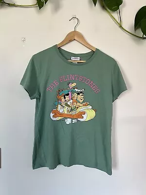 Buy The Flintstones Green T-Shirt - Size Large Hanna Barbera Tee Fred Wilma Pink • 16.44£