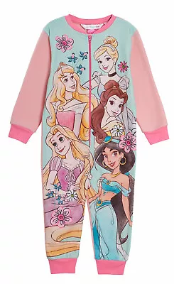 Buy Disney Princess Girls All In One Pyjamas For Kids Fleece Pjs Zipped Nightwear • 12.95£