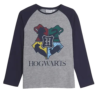Buy Harry Potter Long Sleeve T-Shirt Kids Hogwarts Crest Tee House Teams Baseball To • 8.95£