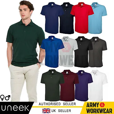Buy Uneek Unisex Polo Shirt, Active Poloshirt Plain Smart Work Wear Causal Top Mens • 7.95£