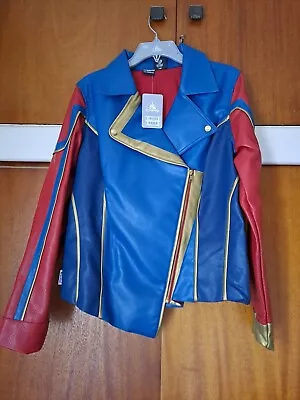 Buy BNWT Gorgeous Captain Marvel Faux Leather Biker Jacket Size Large • 45£