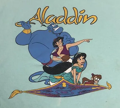Buy Disney Aladdin T Shirt Adult XL Short Sleeve Teal Jasmine Genie • 8.52£