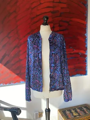 Buy Blue Snake Print Lighthweight Bomber Jacket Womens Size Large￼ • 15.99£