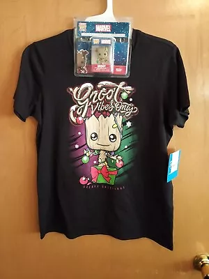 Buy Marvel Funko Pocket Pop! & Tee Youth Kids Boys Groot Vibes Only Christmas Shirt • 12.06£