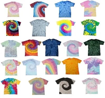 Buy Psychedelic Multicolored Tie Dye T-Shirts Kids & Adult 100% Cotton Colortone • 7.20£