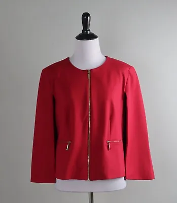 Buy CHICO'S NWT $139 Ponte Stretch Zip Up Red Cape Jacket Top Size 1 US Medium • 38.60£