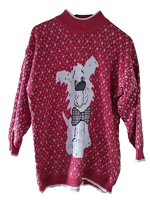 Buy Freesize Roomy Floral Knitted Scottie Puppy Dog Jumper Pullover Sweater Top SALE • 14.99£