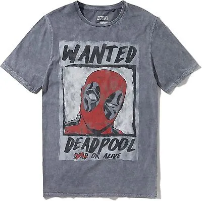 Buy Marvel Men Deadpool T-Shirt Superhero Wanted Short Sleeve Cotton Tee Shirt Top • 11.48£