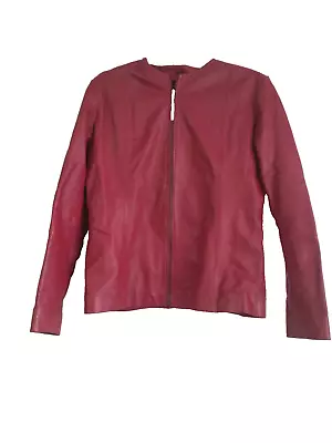Buy Amaranto Red Leather Jacket Size 16 • 60£