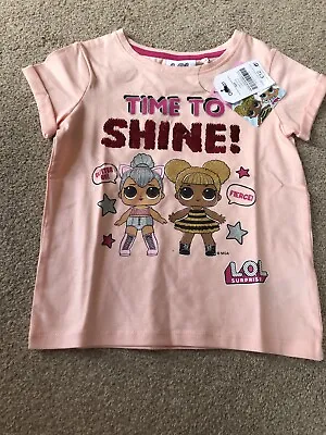 Buy Next Light Pink Lol Surprise Doll Girls T-shirt Flippy Sequin Age 3 Years • 8£