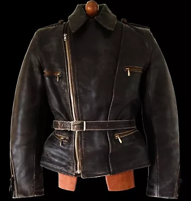 Buy 40s WW2 GERMAN LUFTWAFFE Leather Officers Police Tanker Dispatch WW1 Coat Jacket • 0.99£