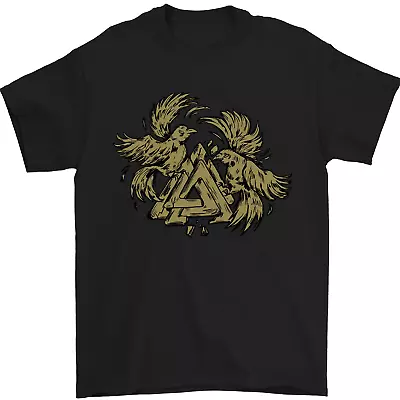 Buy Valknut Symbol With Ravens Vikings Mens T-Shirt 100% Cotton • 7.49£