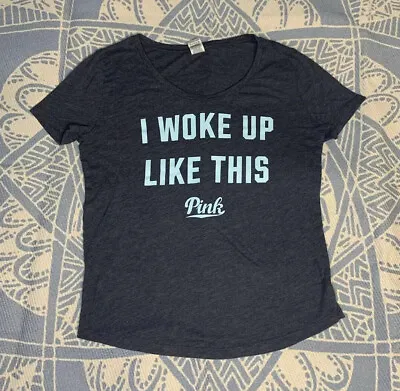 Buy PINK VS “I Woke Up Like This” Women’s Gray Sleep Shirt Pajamas PJs Size Small • 11.34£