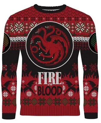 Buy Merchoid Game Of Thrones House Targaryen Ugly Christmas Sweater Size Large NEW • 70.87£