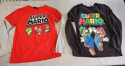 Buy Boys Age 8-9 9-10 Clothes Bundle 2 Super Mario Long Sleeved Tops - See Notes • 3.99£