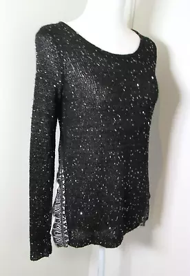 Buy Lipsy Party Black White Sequin Lace Occasion Jumper Size 10 • 8.99£