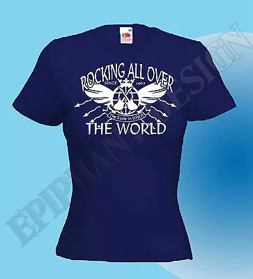 Buy Status Quo Inspired Ladies T-Shirt Rocking All Over The World Status Quo Women • 13.99£