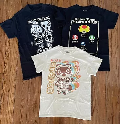 Buy Nintendo Lot Of 3 T-Shirts Animal Crossing Tom Nook Super Mario Size Small & Med • 23.68£