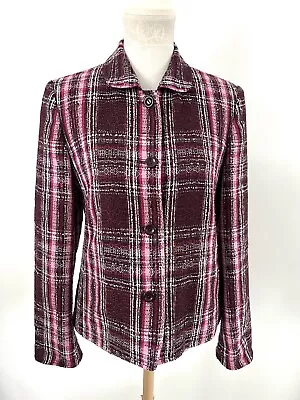 Buy Kirsten Mode Design Burgundy Pink Plum Check Tweed Blazer Jacket Smart Casual 12 • 14.50£