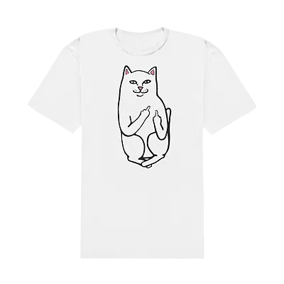 Buy Funny Middle Finger Cat Meme 100% Cotton Premium Unisex White Mens T-shirt • 11.99£