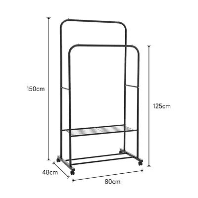 Buy Metal Open Wardrobe Hallway Hanging Rail Bar Clothes Storage Shoe Rack 80-150cm • 28.95£