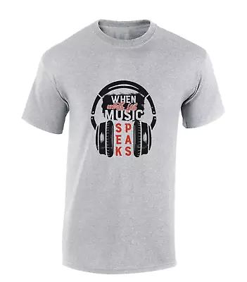 Buy Headphones When Words Fail Mens T Shirt Music Dj 80's 90's Cool Retro Top Gift • 7.99£