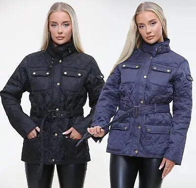 Buy Ladies Quilted Jacket Womens Slim Fit Padded Fleece Lined Zip Up Winter Coat • 17.99£