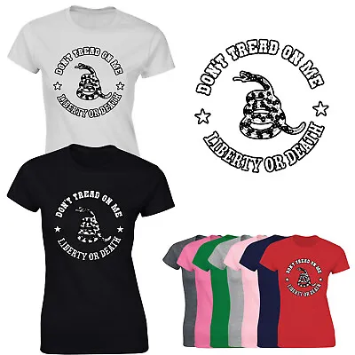 Buy Don't Tread On Me Flag Ladies T-Shirt Gadsden Flag Snake Rebellion Cobra Tshirt • 8.99£