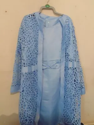 Buy Ladies Pale Blue Dress And Jacket Set Size 3XL (20 Inch) • 20£