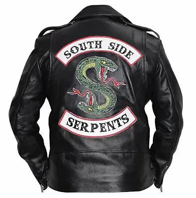 Buy Riverdale Southside Serpents Gang Mens Black Real Biker Leather Jacket • 106.88£