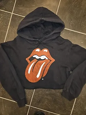 Buy Rolling Stones Tongue Cropped Hoody Jumper Sz S 10 Vgc • 8£