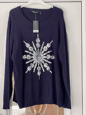 Buy New With Tag Navy Blue Sequin Christmas Jumper Size 22 • 27.50£