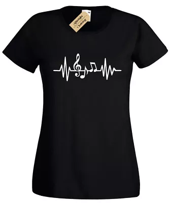 Buy Music Heart Beat T-Shirt Womens Musician Band Grunge Rock Singer Ekg Wave Line • 11.95£