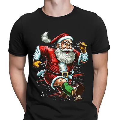 Buy Santa Running For Christmas Party Festive Funny Novelty Mens T-Shirts Top #DJV • 9.99£