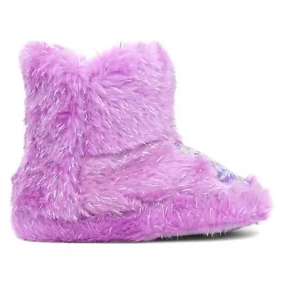 Buy Disney Frozen Girls Slippers Purple Kids Bootie On Character Fur Lining SIZE • 14.99£