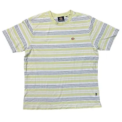 Buy Dickies T-Shirt Striped Short Sleeve Retro Green White Mens XL • 19.99£