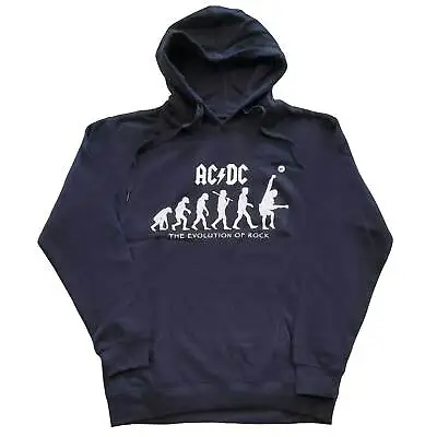 Buy AC/DC Official Unisex Pullover Hoodie: Evolution Of Rock - Navy Blue Cotton • 26.99£